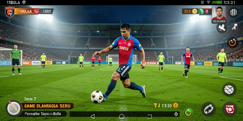 Tampilan gameplay 11BOLA yang menegangkan saat bertanding di lapangan.