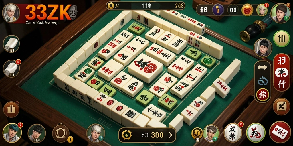 Screenshot gameplay Mahjong di 33ZK dengan tampilan menawan.