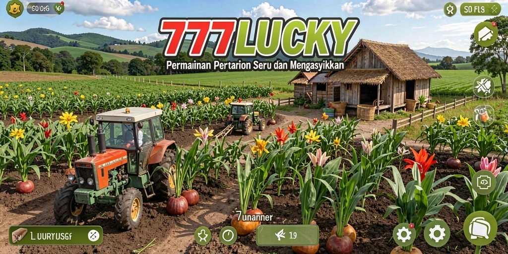 Screenshot gameplay 777LUCKY menampilkan suasana pertanian yang hidup.
