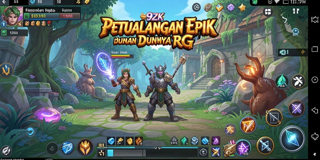 Tangkapan layar utama <strong>9ZK</strong> menampilkan pertarungan seru dengan monster epik.