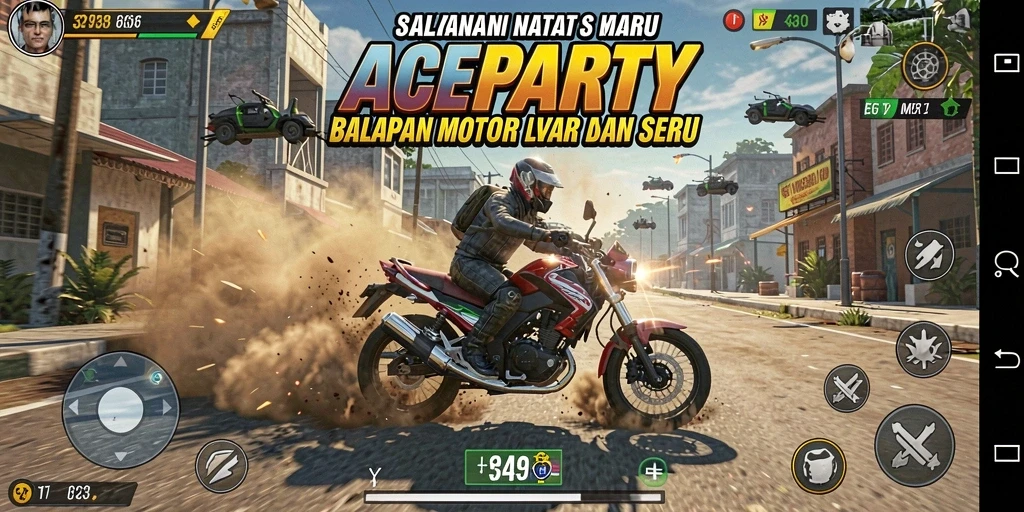 Tampilan seru gameplay balapan motor di ACEPARTY.