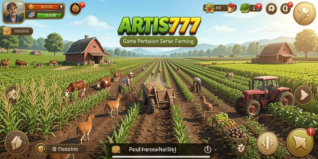 Tampilan gameplay ARTIS777 yang menampilkan aktivitas pertanian.