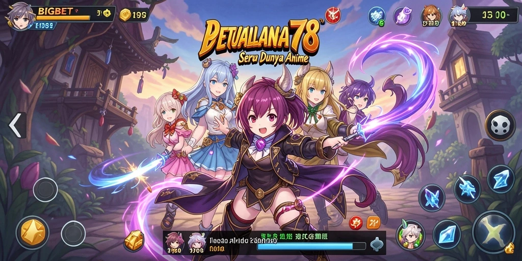 Tampilan gameplay seru dalam dunia anime yang penuh warna.