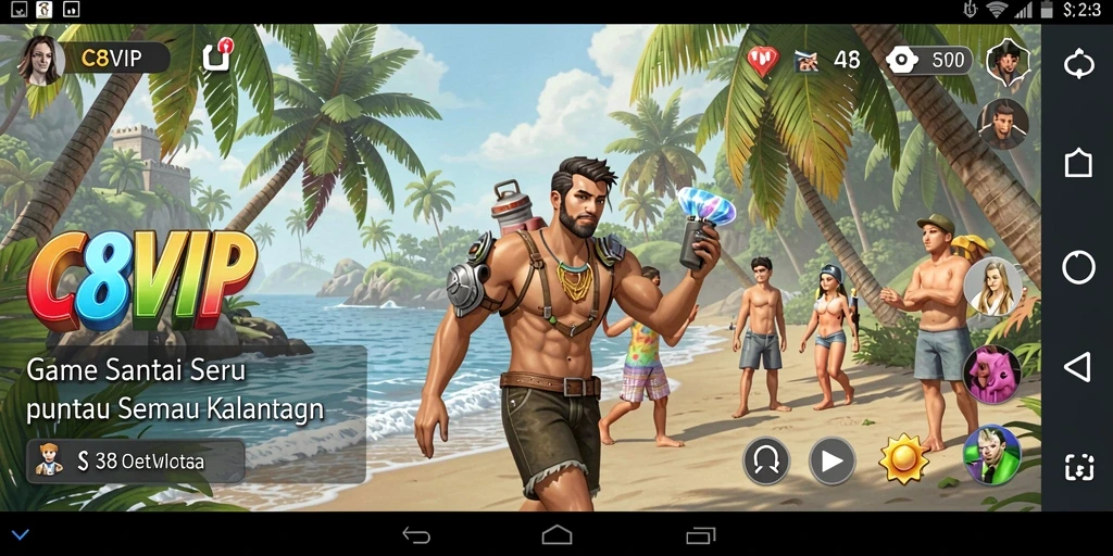 Tampilan seru dalam gameplay C8VIP dengan berbagai mini game.