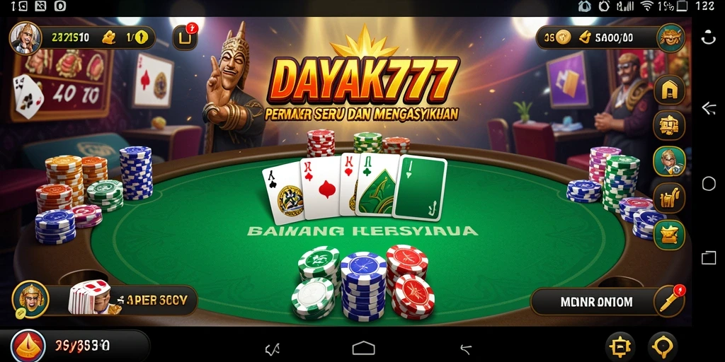 Tampilan gameplay menakjubkan dari DAYAK777 dengan suasana Poker yang nyata.