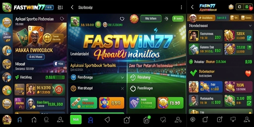 Tampilan menarik dari aplikasi Sportsbook FASTWIN77 yang menunjukkan berbagai pilihan taruhan.
