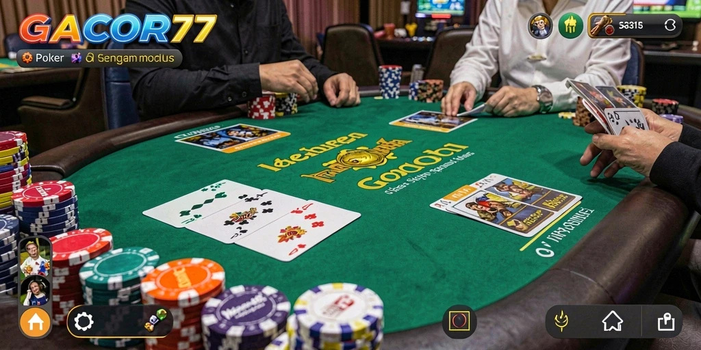 Tampilan gameplay menarik dalam aplikasi poker GACOR77.