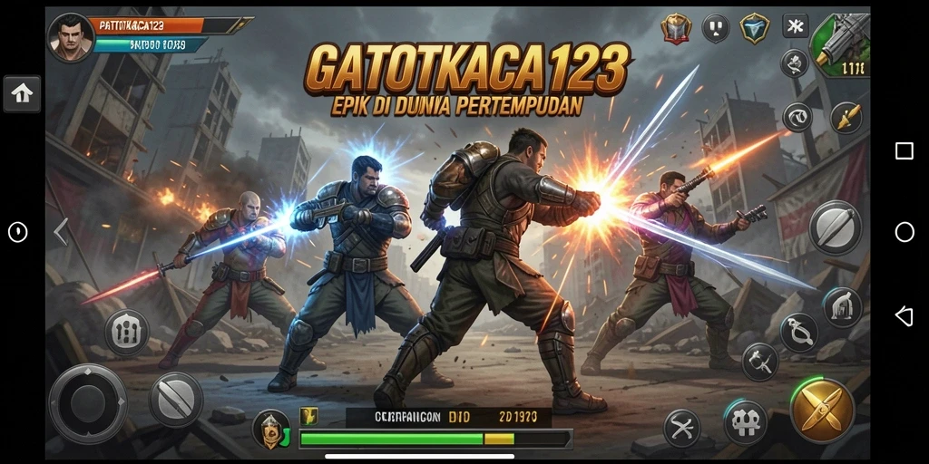 Screenshot utama GATOTKACA123 menampilkan pertarungan dinamis yang intens.