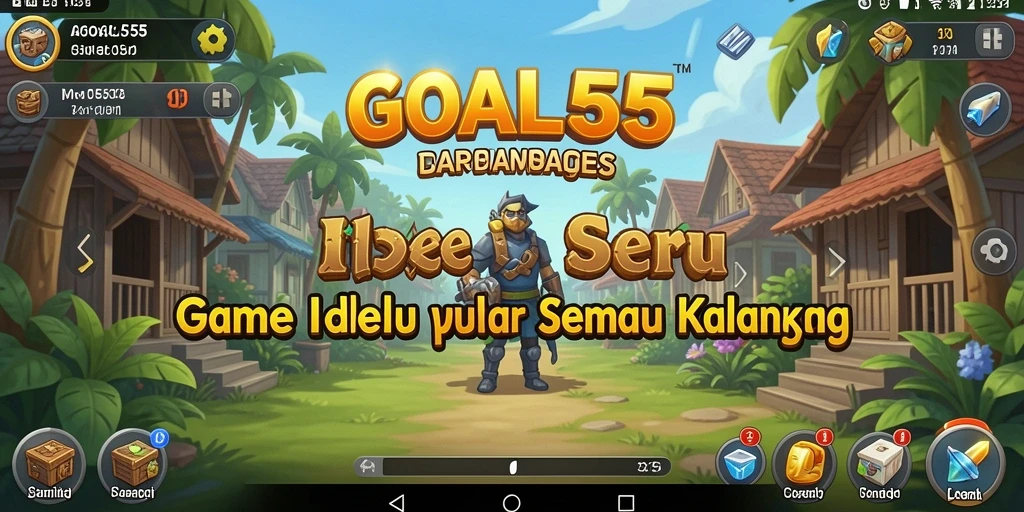 Screenshot gameplay GOAL55 menunjukkan manajemen tim Idle yang mengasyikkan.