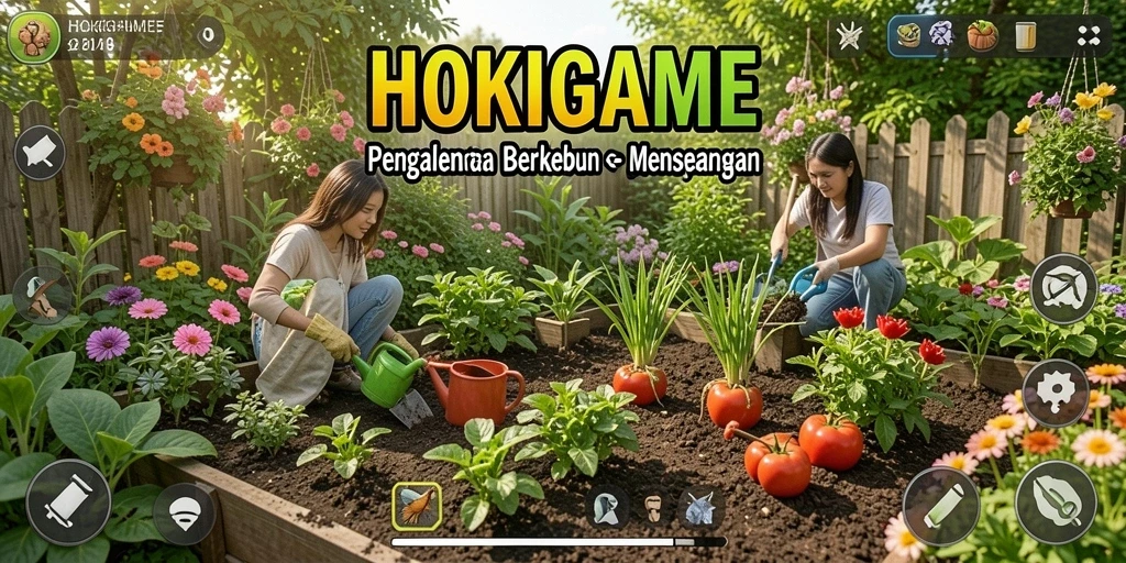 Tangkapan layar HOKIGAME menunjukkan gameplay bertani yang menyenangkan dan interaktif.
