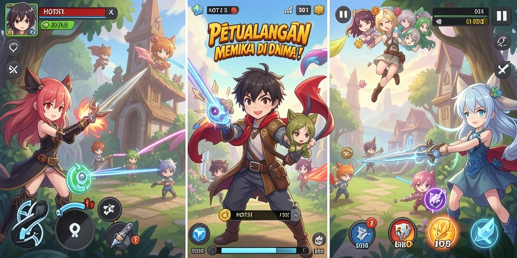 Gameplay HOT51 yang menampilkan pertarungan karakter anime yang mengesankan.