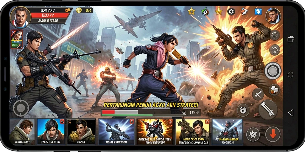 Gameplay mendebarkan dalam arena pertarungan Fighting.