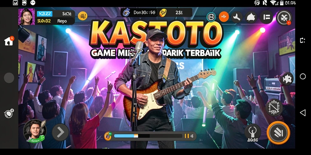 Screenshot KASTOTO menampilkan antarmuka gameplay musik yang dinamis dan menarik.