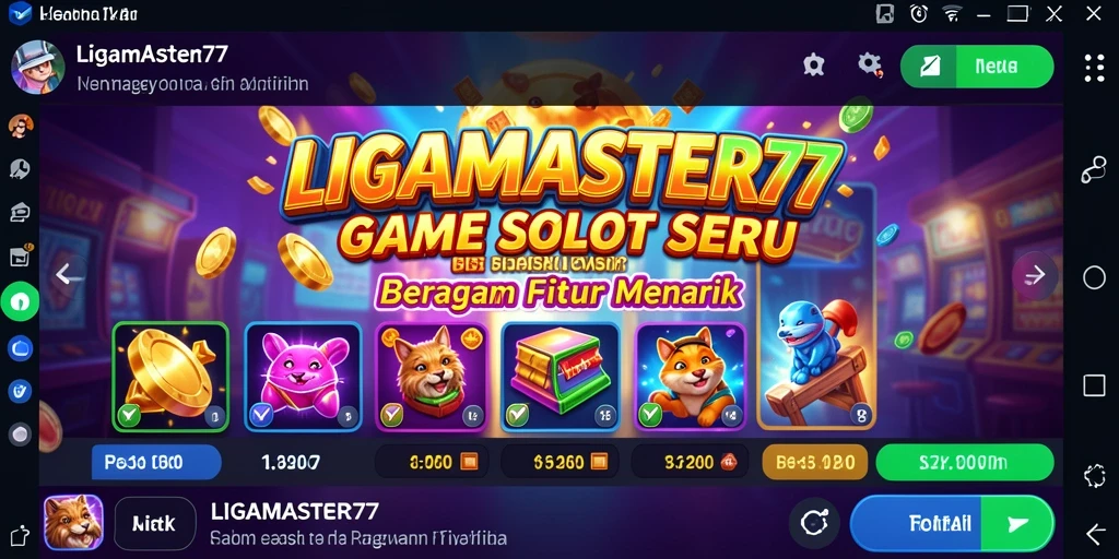 Screenshot gameplay LIGAMASTER77 dengan slot yang menarik dan beragam tema.