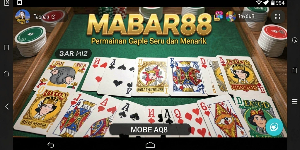Screenshot gameplay Gaple MABAR88 dengan tampilan menarik.