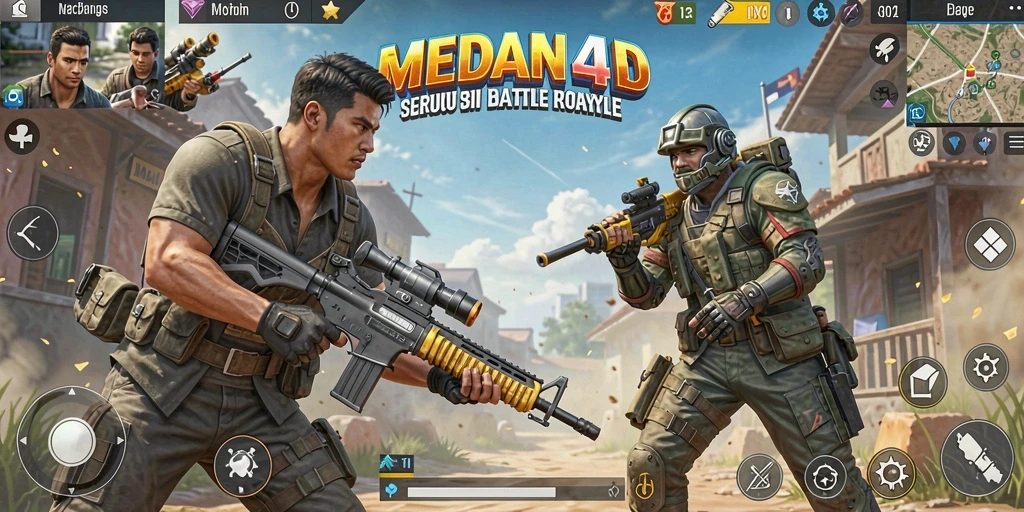 Gameplay seru MEDAN4D dalam pertempuran Battle Royale.