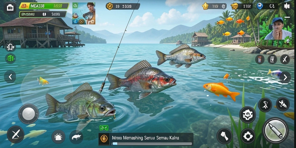 Tampilkan gameplay memancing seru di MEGA338 dengan ikan yang beragam.