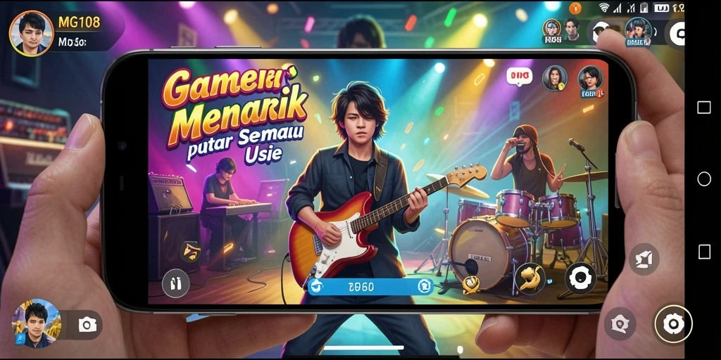 Tampilan gameplay MG108 yang seru dan interaktif saat bermain musik.