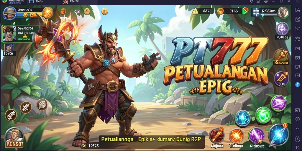 Tampilan gameplay menakjubkan dari PT777 yang menghadirkan dunia RPG yang luas.