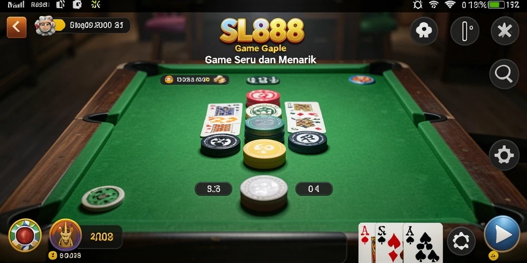 Screenshot gameplay SL888 menampilkan keseruan bermain Gaple bersama teman.