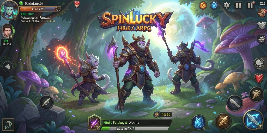 Tangkapan layar SPINLUCKY yang menunjukkan pertempuran epik dalam mode ARPG.
