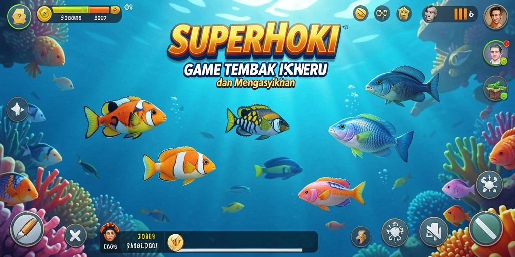 Gameplay SUPERHOKI yang penuh aksi menembak ikan.