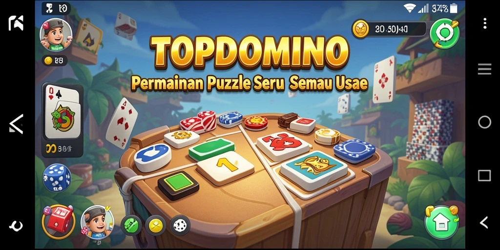Tampilan gameplay menyenangkan dari TOPDOMINO dengan tantangan puzzle yang menarik.