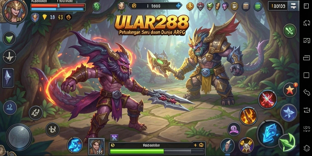 Screenshot ULAR288 menampilkan pertempuran epik dalam gaya ARPG.