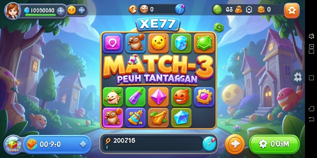 Tampilan gameplay menantang dari XE77 yang penuh warna.